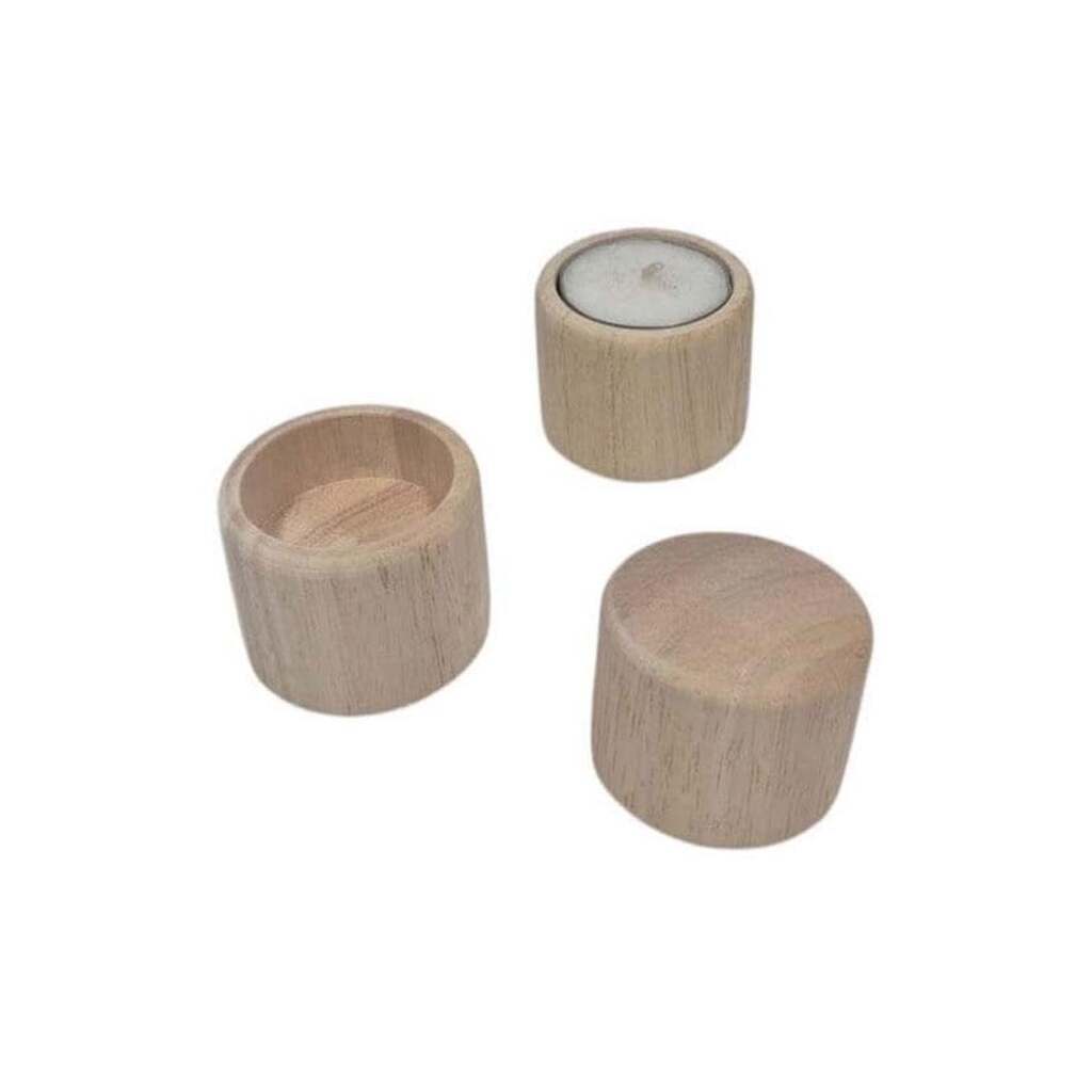 Playwood Wooden Tealight Holder Round Standing