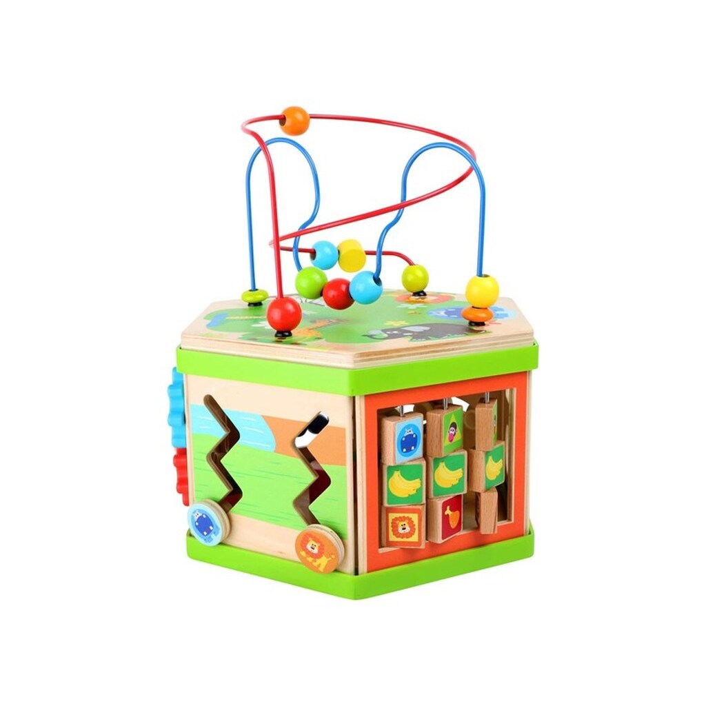 Small Foot - Wooden Activity Cube with Motor Skills Spiral Safari