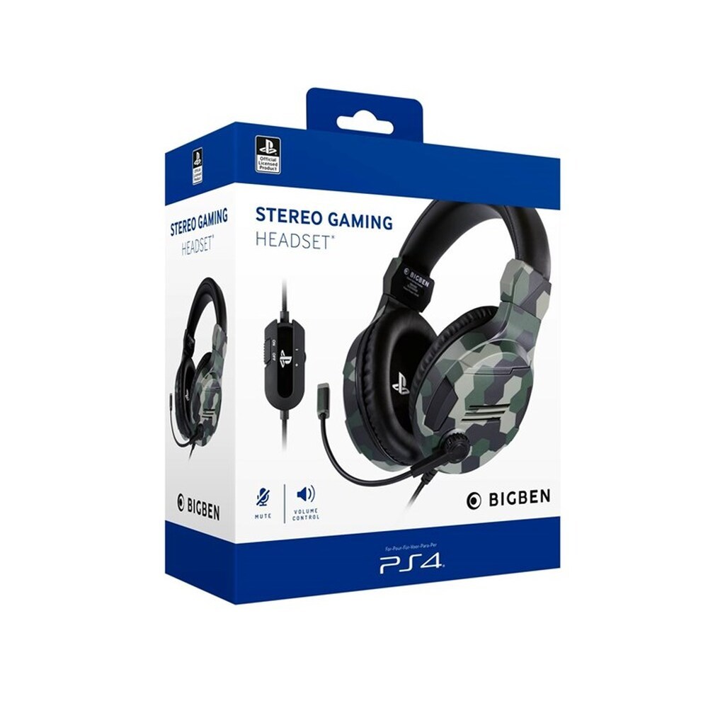 BigBen Interactive PS4/PS5 Gaming Headset V3 - Green - Wired Headset - Sony PlayStation 4