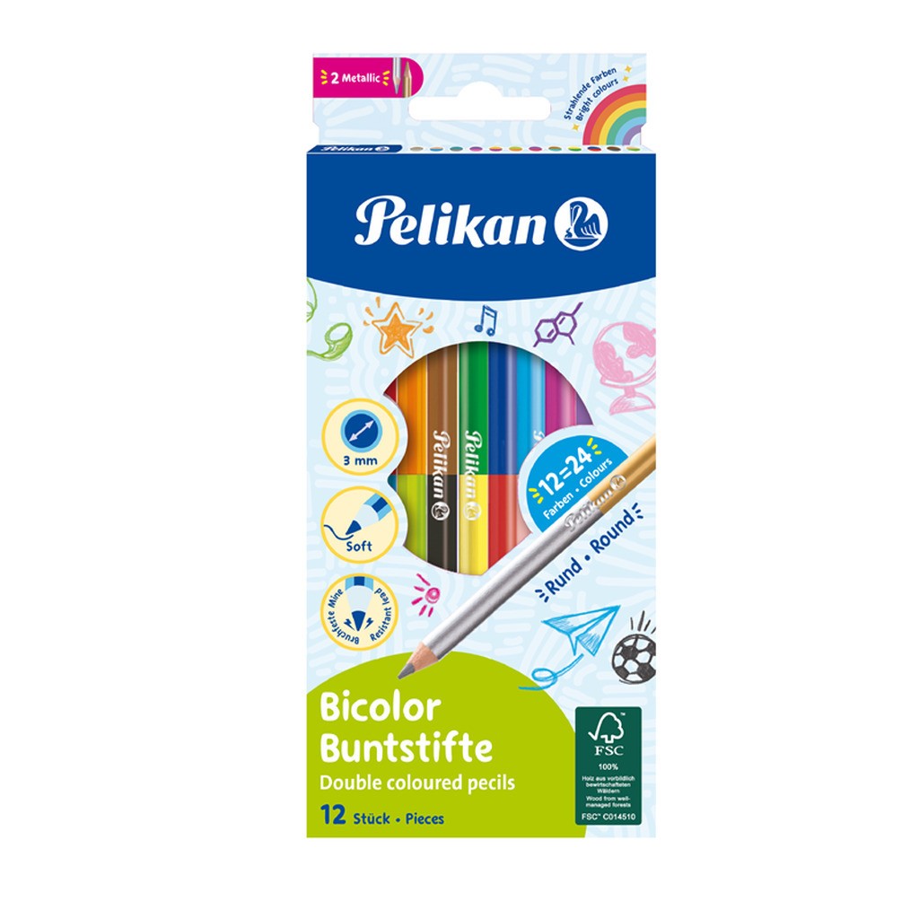 Pelikan Duo Farveblyanter, 12 stk.