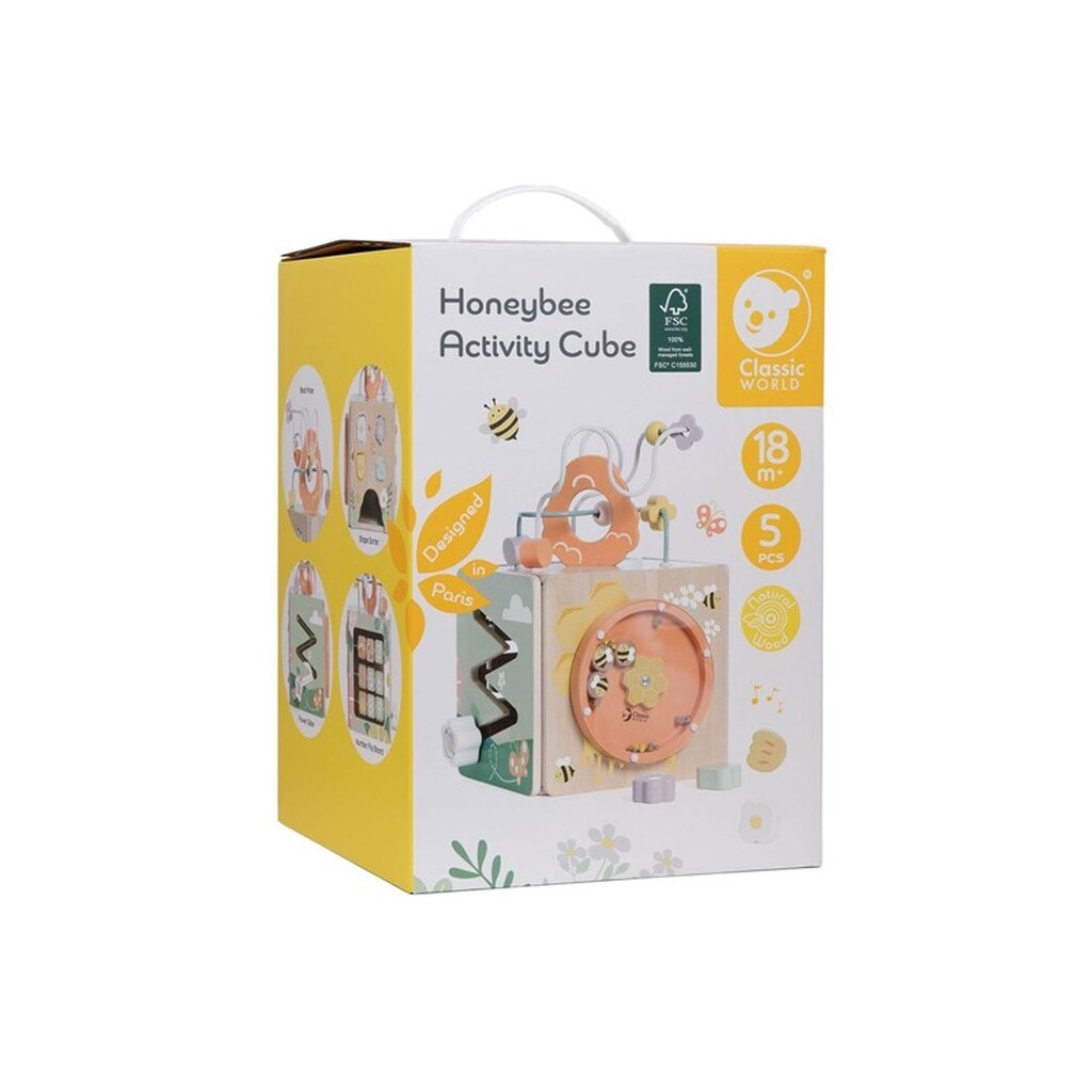 Classic World Wooden Activity Cube Honeybee 5pcs.