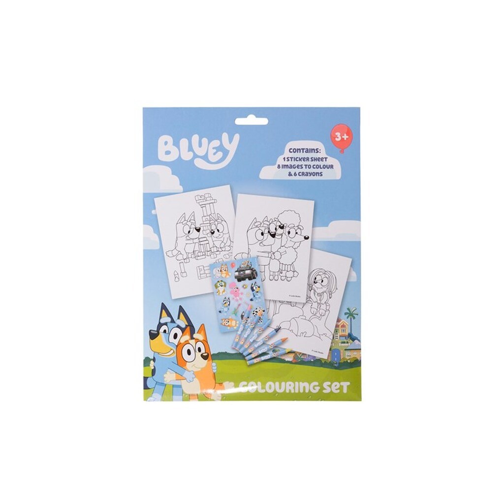 Euromic BLUEY coloring set w/6 crayons paper envelope