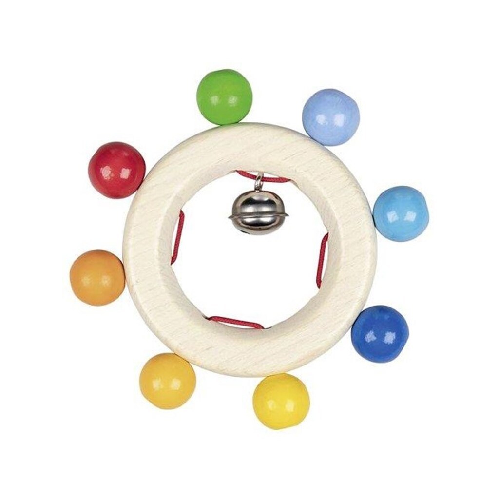 Goki Wooden Grab Ring with Rainbow Beads