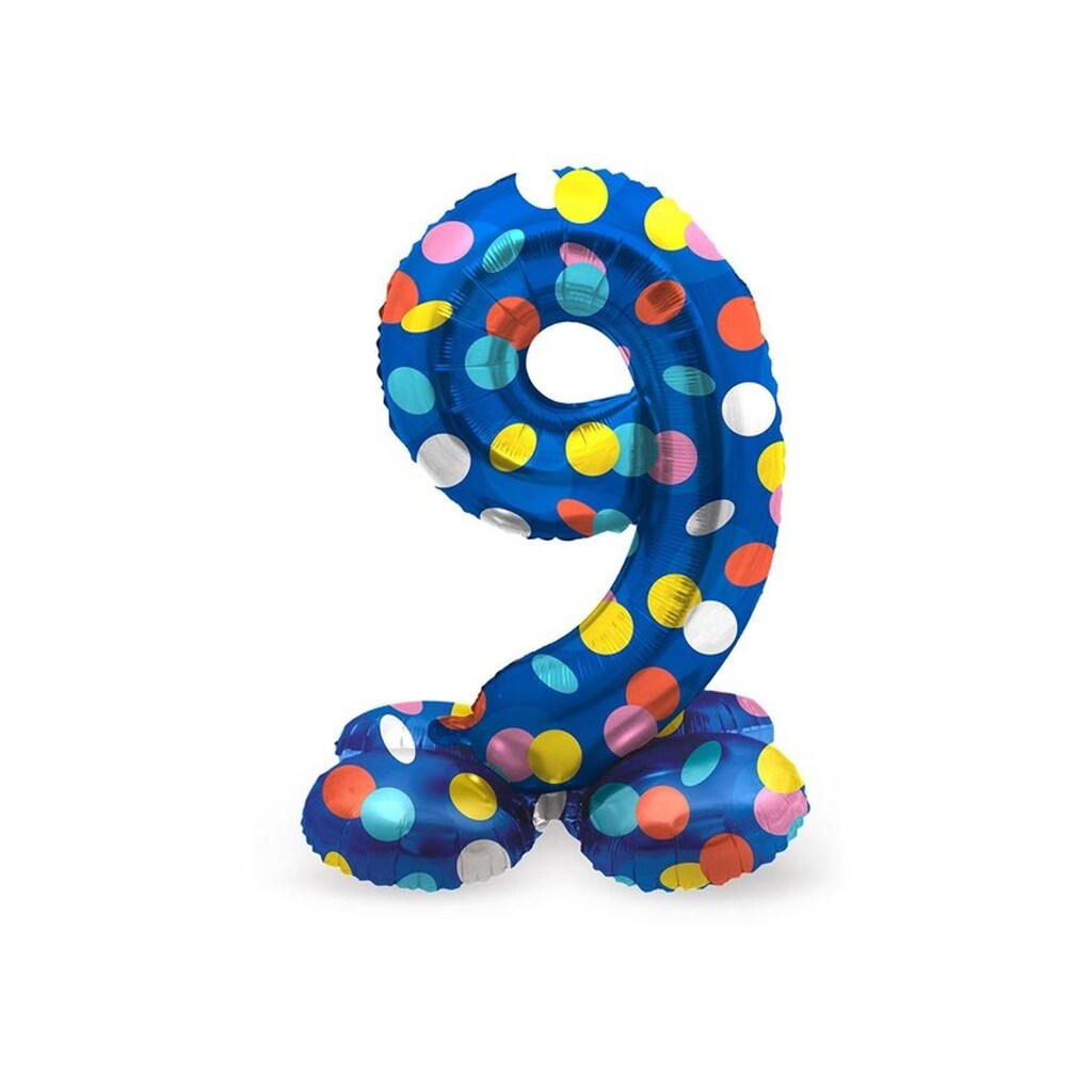 Folat BV Standing Foil Balloon Colorful Dots Number 9 - 72cm