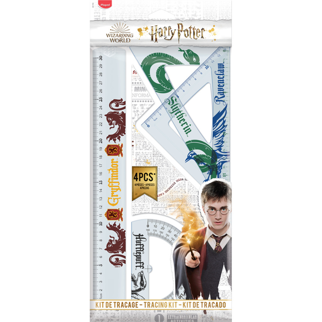 Harry Potter Linealsæt, sæt m. 4 dele.