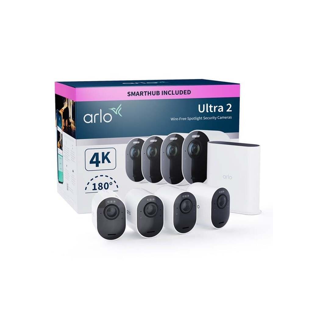 Arlo Ultra 2 4K UHD trådløst sikkerhedskamerasystem - 4 kameraer