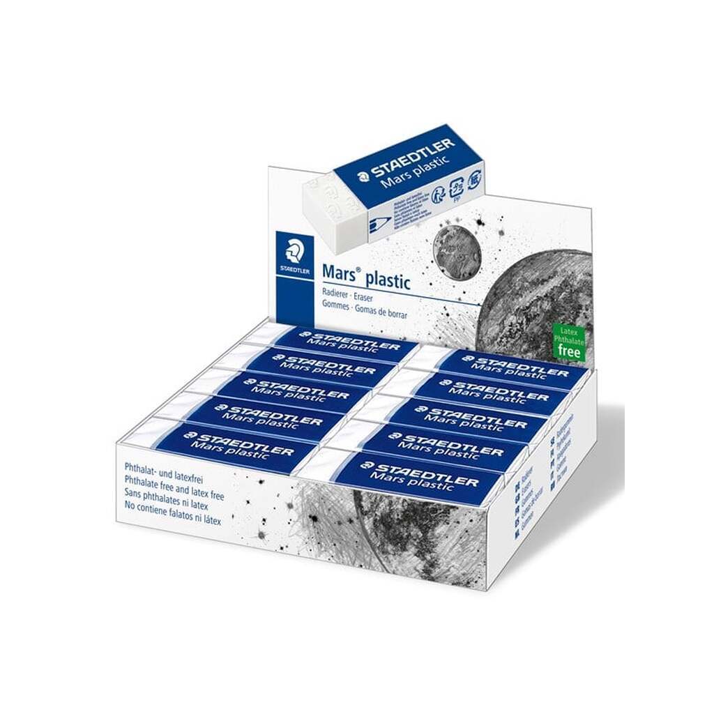 Staedtler MARS PLASTIC viskelæder 65x23x13mm, ÆSKE 20 STK