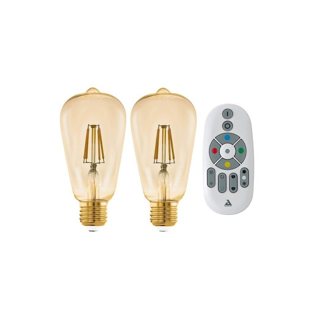 EGLO smart ZigBee sæt med fjernbetjening og 2 stk ST64 amberfarvede filament pærer