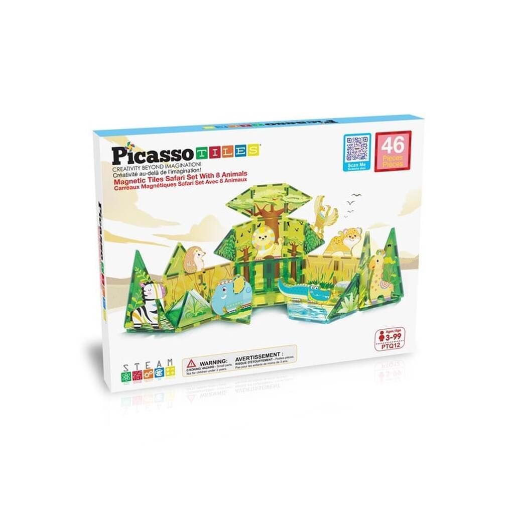 PicassoTiles Safari 46pcs magnetic set with 8 figures