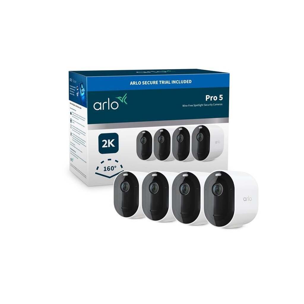 Arlo Pro 5 - trådløst sikkerhedskamerasystem - 4 kameraer - hvid