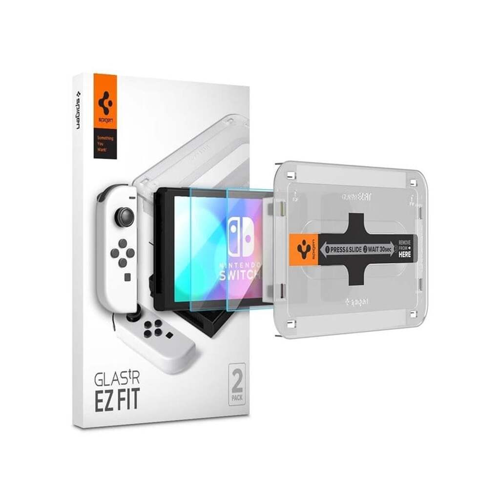 Spigen Glass tR EZ Fit 2 Pack - Nintendo Switch OLED - Miscellaneous Tilbehør til spillekonsol - Nintendo Switch OLED