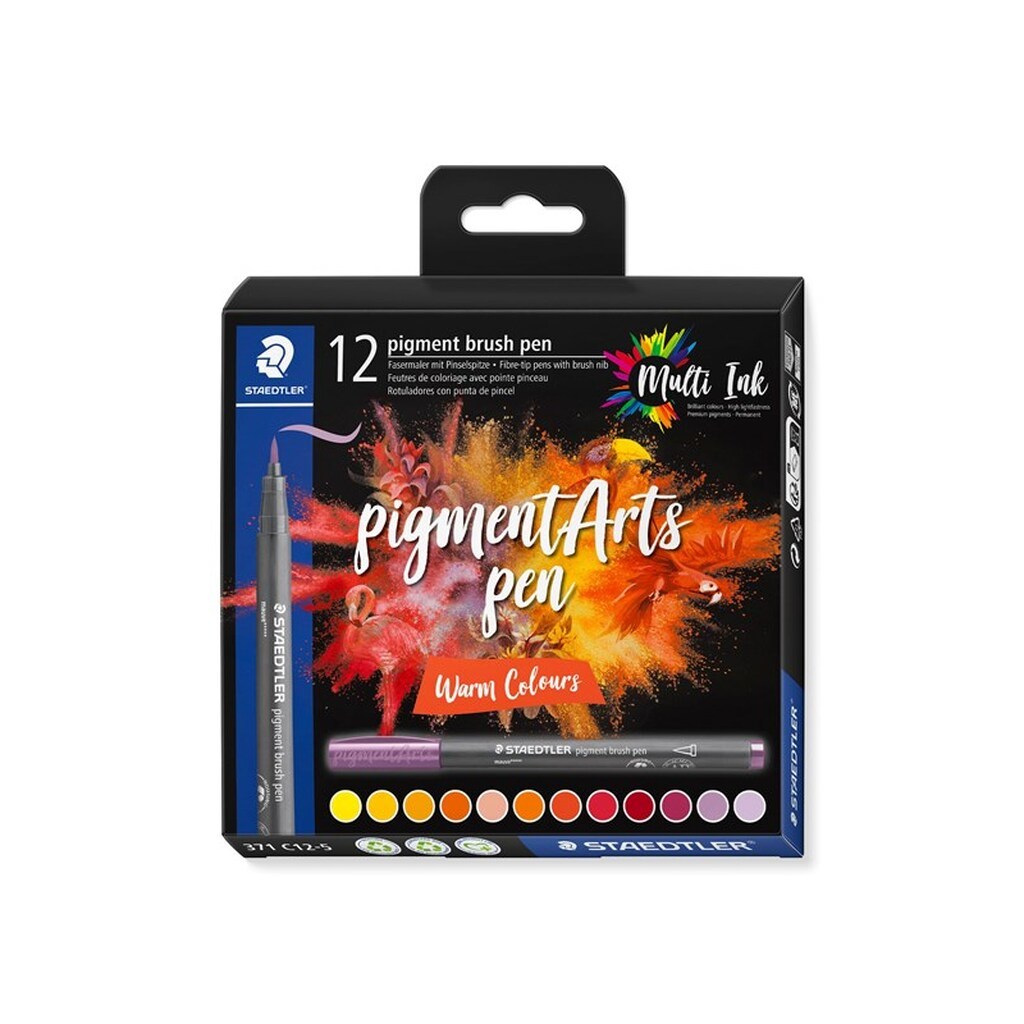 Staedtler BRUSH PEN PIGMENT VARM 12 stk/ass