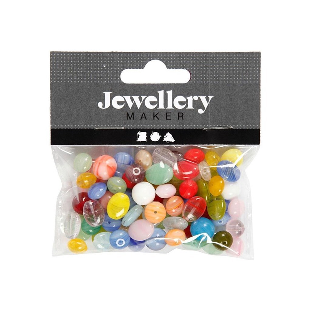Creativ Company Glass Beads Various Round Oval Circle 60 grams