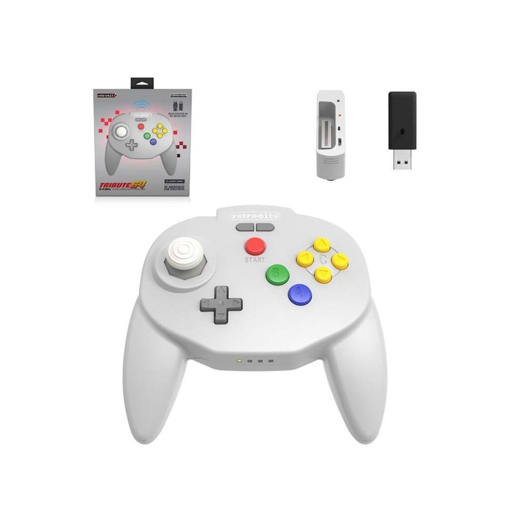 Retro-Bit Tribute64 2.4GHz Wireless Controller - Grey - Wireless Controller - Nintendo 64