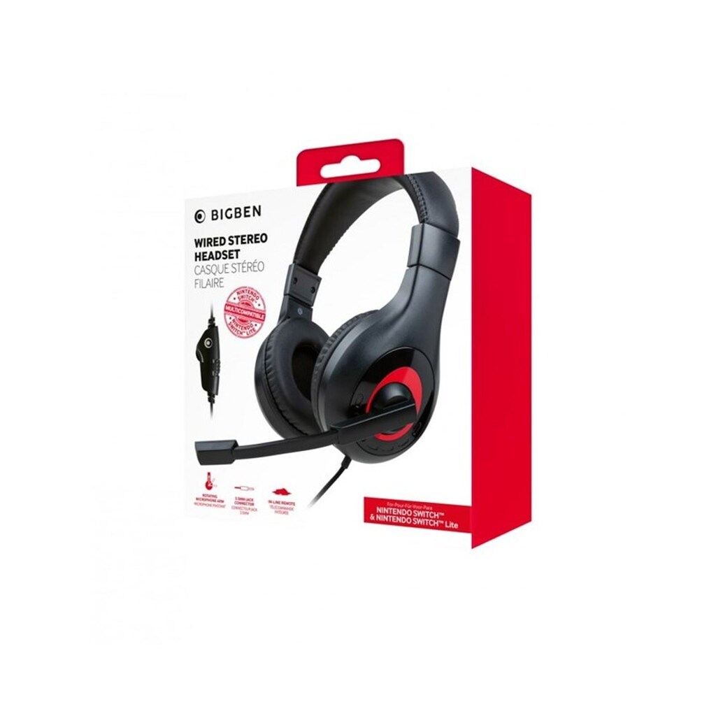 BigBen Interactive Stereo Gaming Headset V1 - Black/Red - Wired Headset - Nintendo Switch