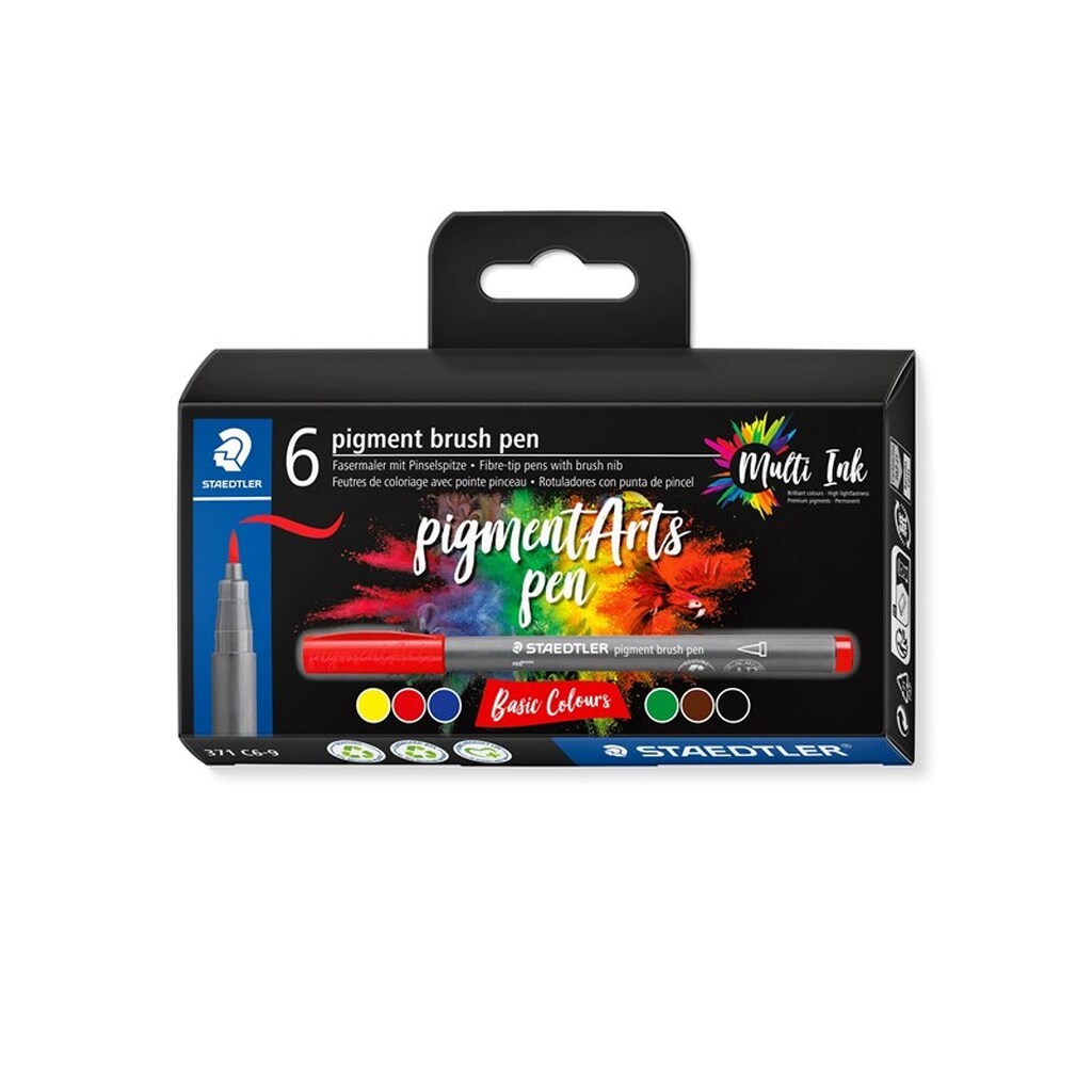 Staedtler BRUSH PEN PIGMENT BASIC 6 stk/ass