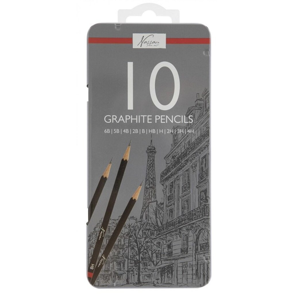 Creative Craft Group Tegneblyanter 6B-4H, 10 stk. i metalbox