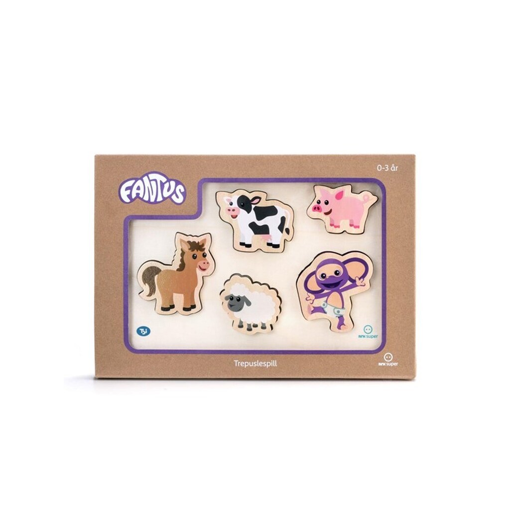 Fantorangen &amp; Fantus  Træpuslespil bondegårdsdyr