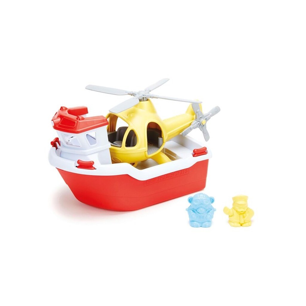 Green Toys Rescue Boat with Helicopter