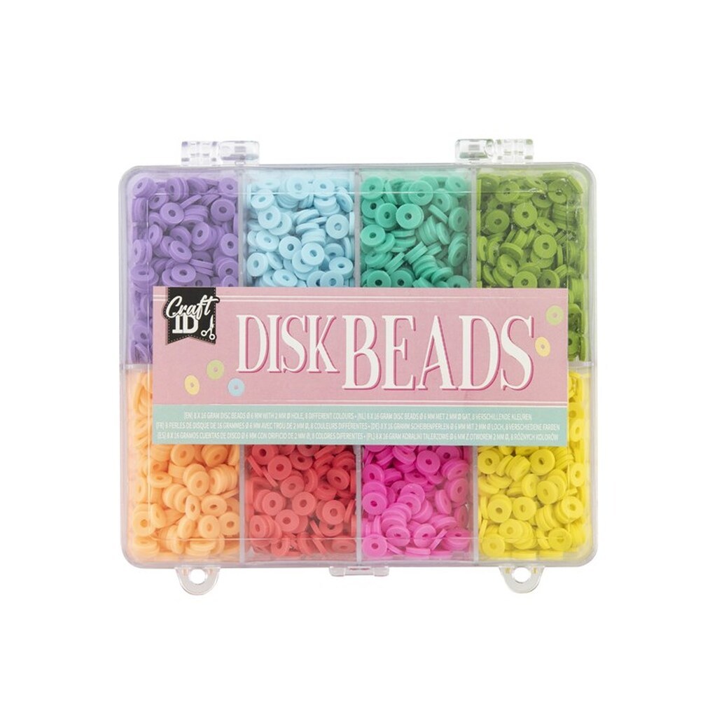 Craft Sensations Disc beads 6 mm in storage box - 8 colours