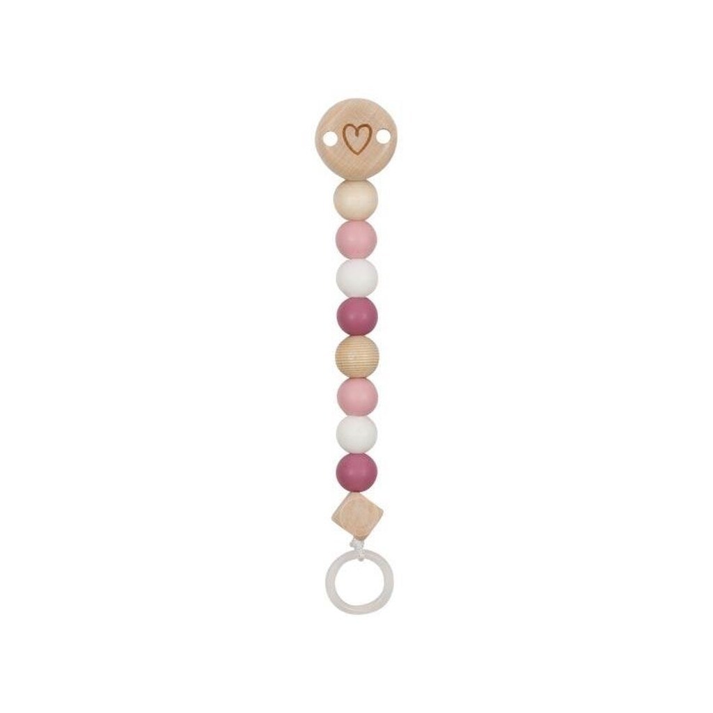 Goki Wooden Pacifier Chain Heart Pink