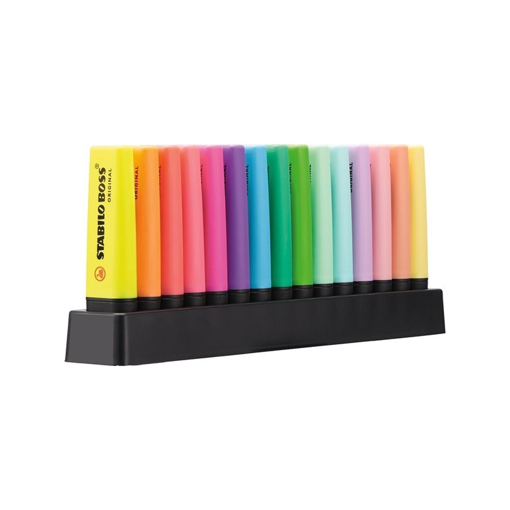STABILO BOSS Original 15 ass. colours highlighter with water-based ink refillable