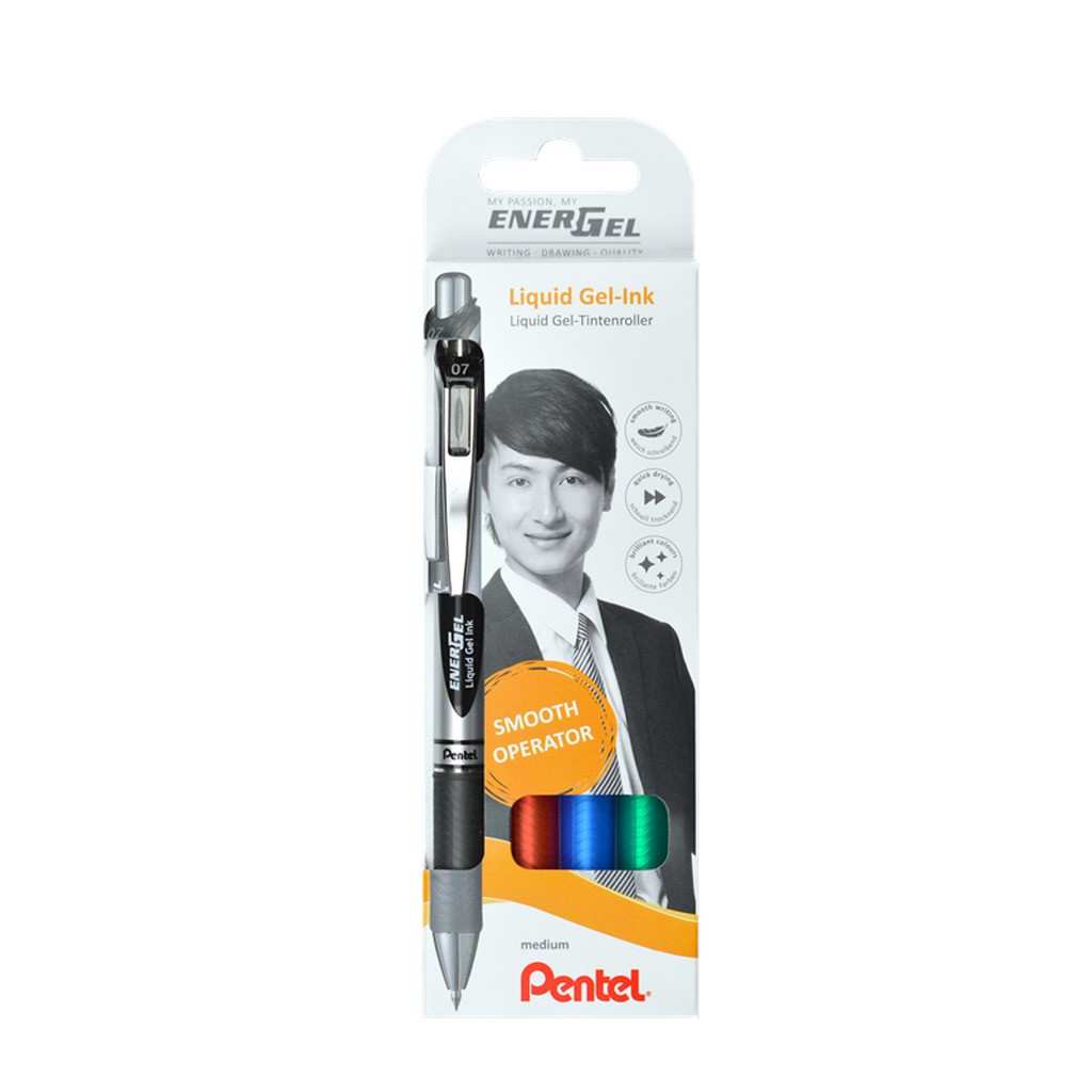 Pentel BL77-4 Energel 0.7mm - 4-Pack (Black - Red - Blue - Green)