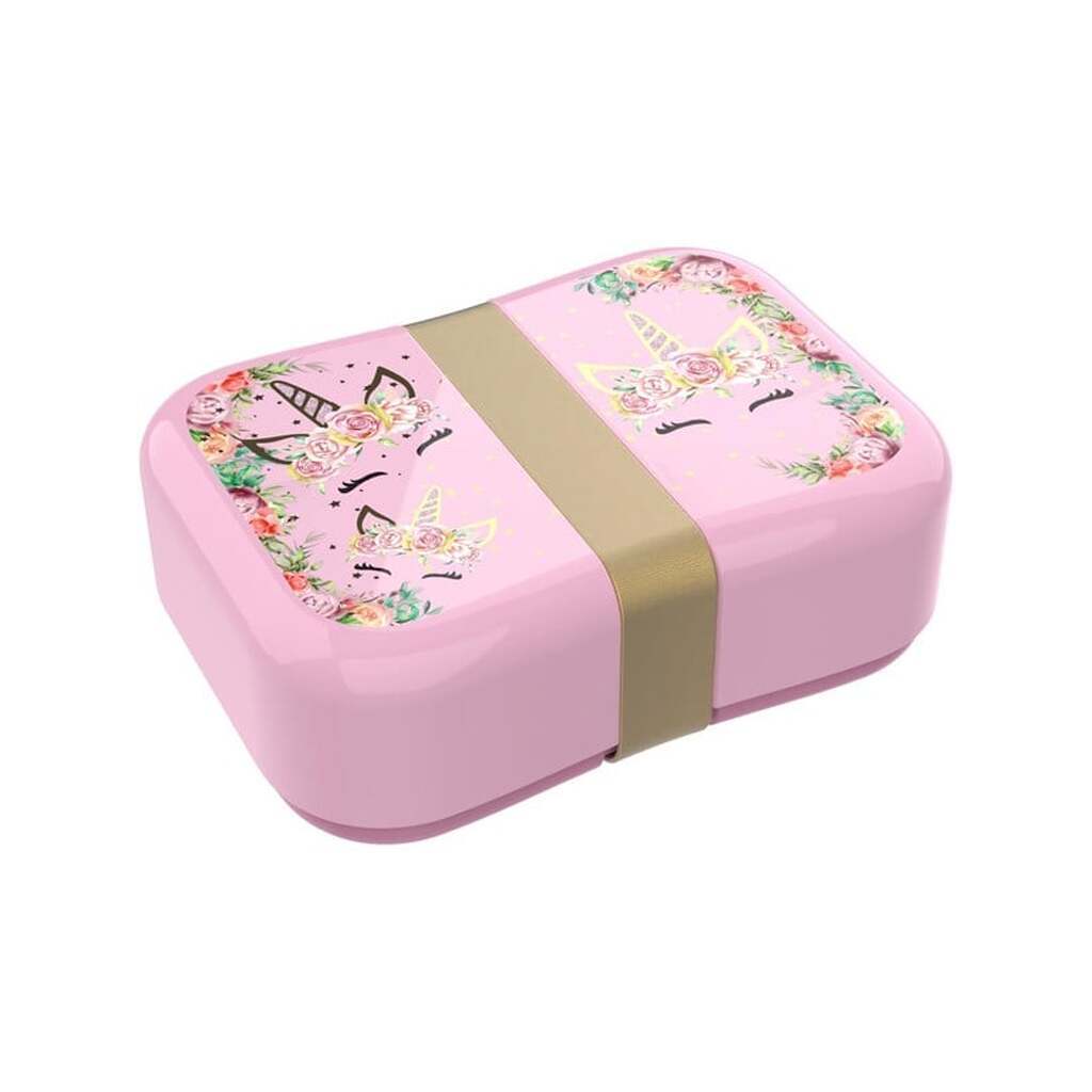Euromic UNICORN FLOWERS lunch box w/strap 18 x 13 x 6 cm