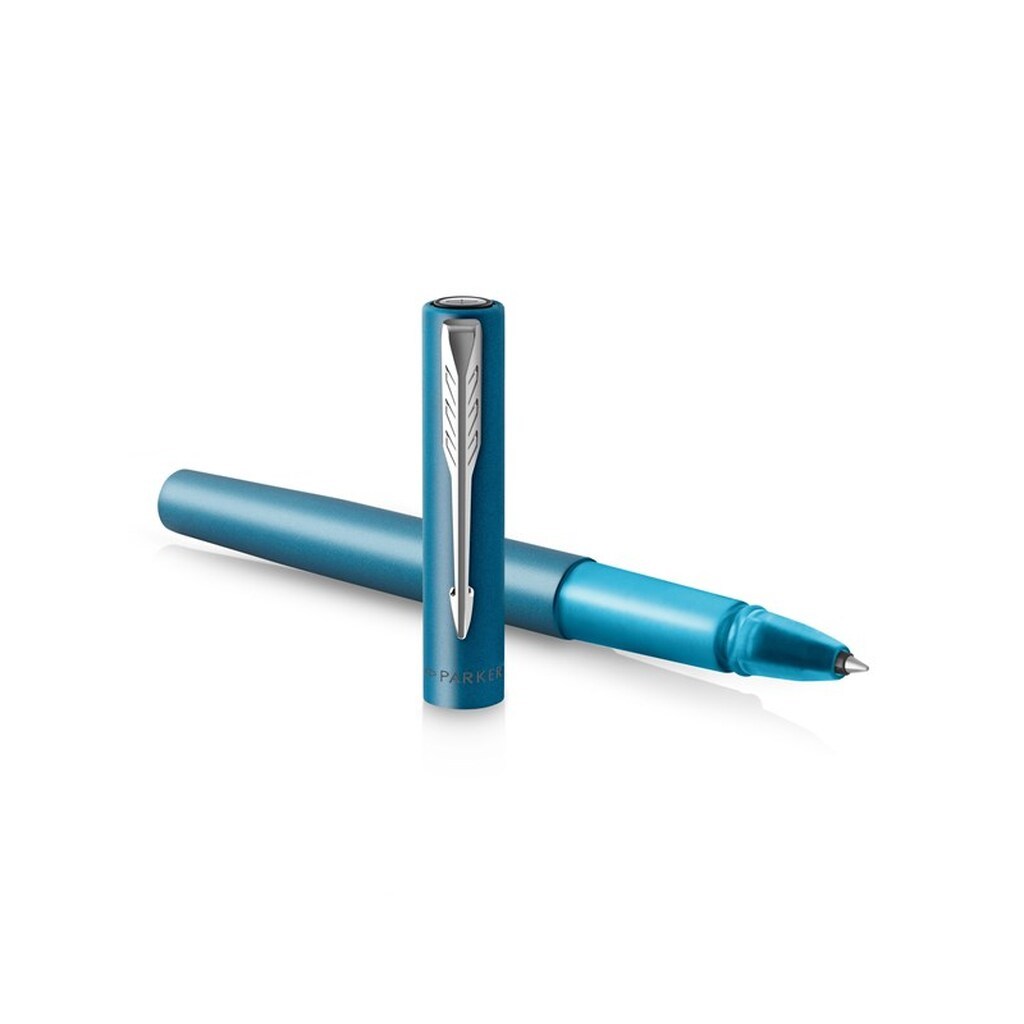 Parker Vector XL Rollerball Pen | Metallisk blågrøn lak på messing | Fin spids med sort blækpåfyldning | Gaveæske
