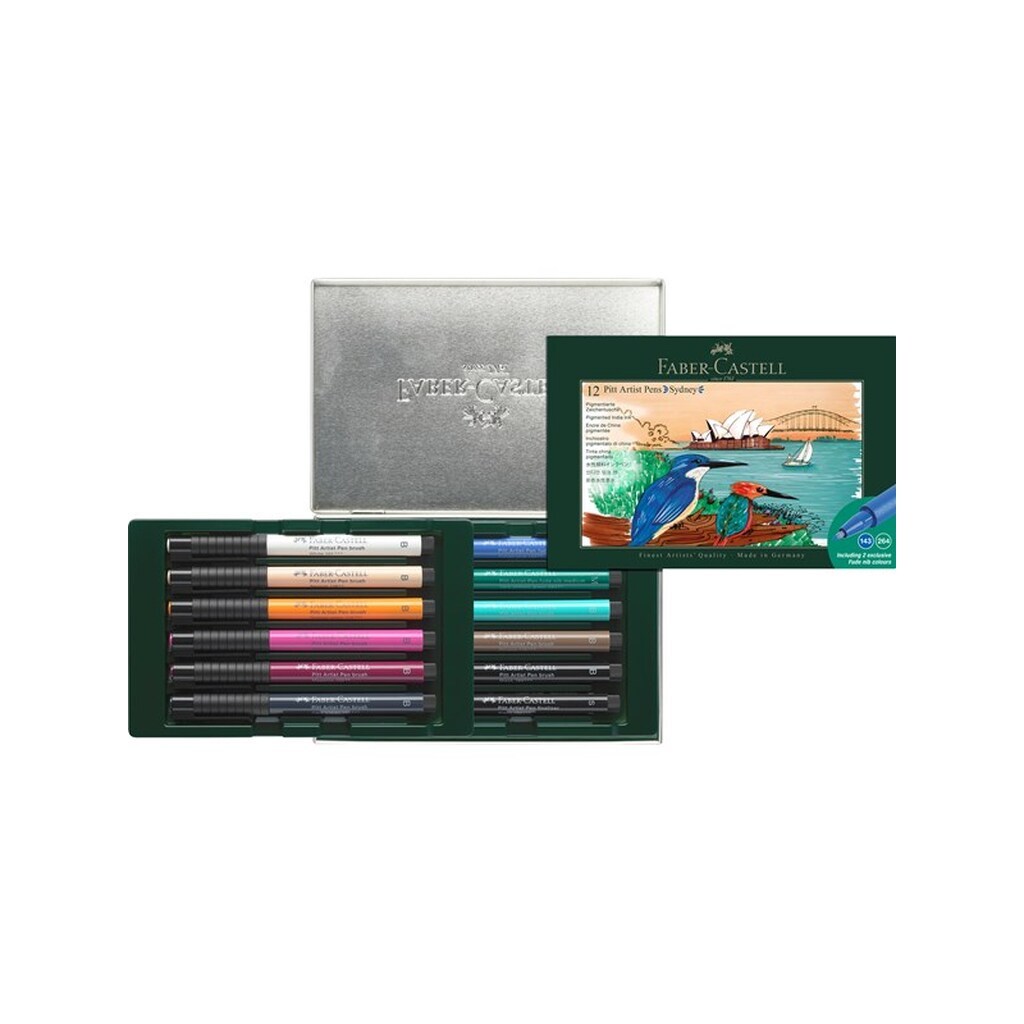 Faber-Castell Pitt Artist Pen tin set Sydney, 12 ass