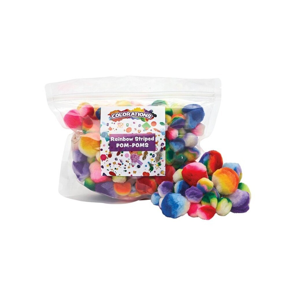 Colorations - Rainbow Striped Pom Poms 180pcs.
