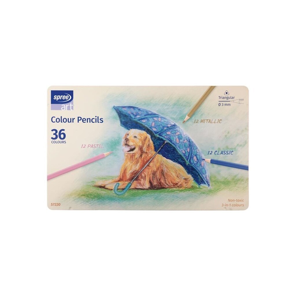 SPREE Farveblyanter i metalboks 12+12+12