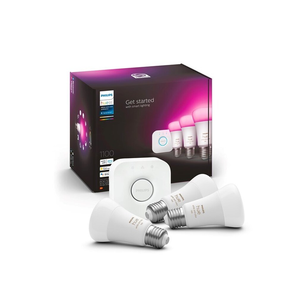 Philips Hue Color A60 E27 1100 Lumen - Starter Kit med 3 pærer