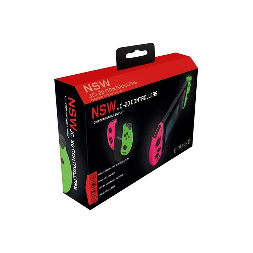 Gioteck Nintendo Switch JC-20 Controllers (Pink/Green) - Wireless Controller - Nintendo Switch