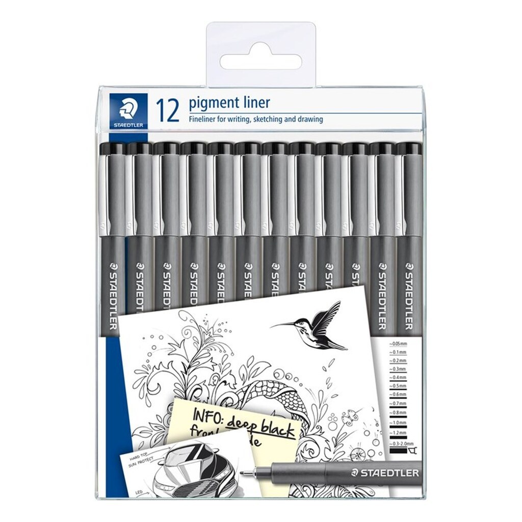 Staedtler STAEDTLER Pigment Liner Sort 12 Stk.