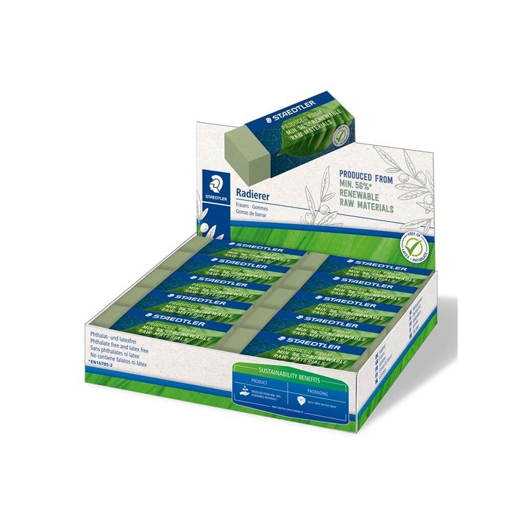 Staedtler VISKELÆDER RÅ MAT. 56% 65X23X13mm, ÆSKE 20 STK