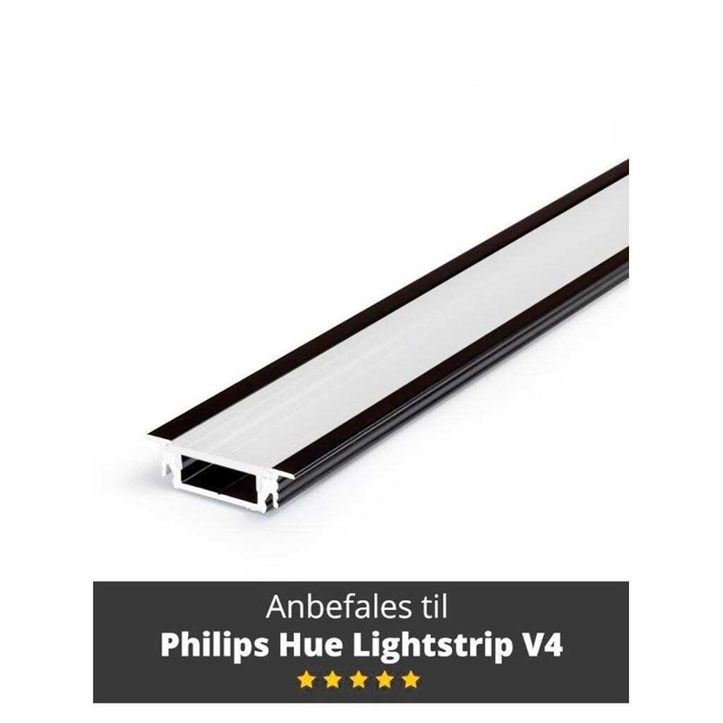 Light Solutions Aluminiumsprofil - Model G til Philips Hue og LIFX - Sort