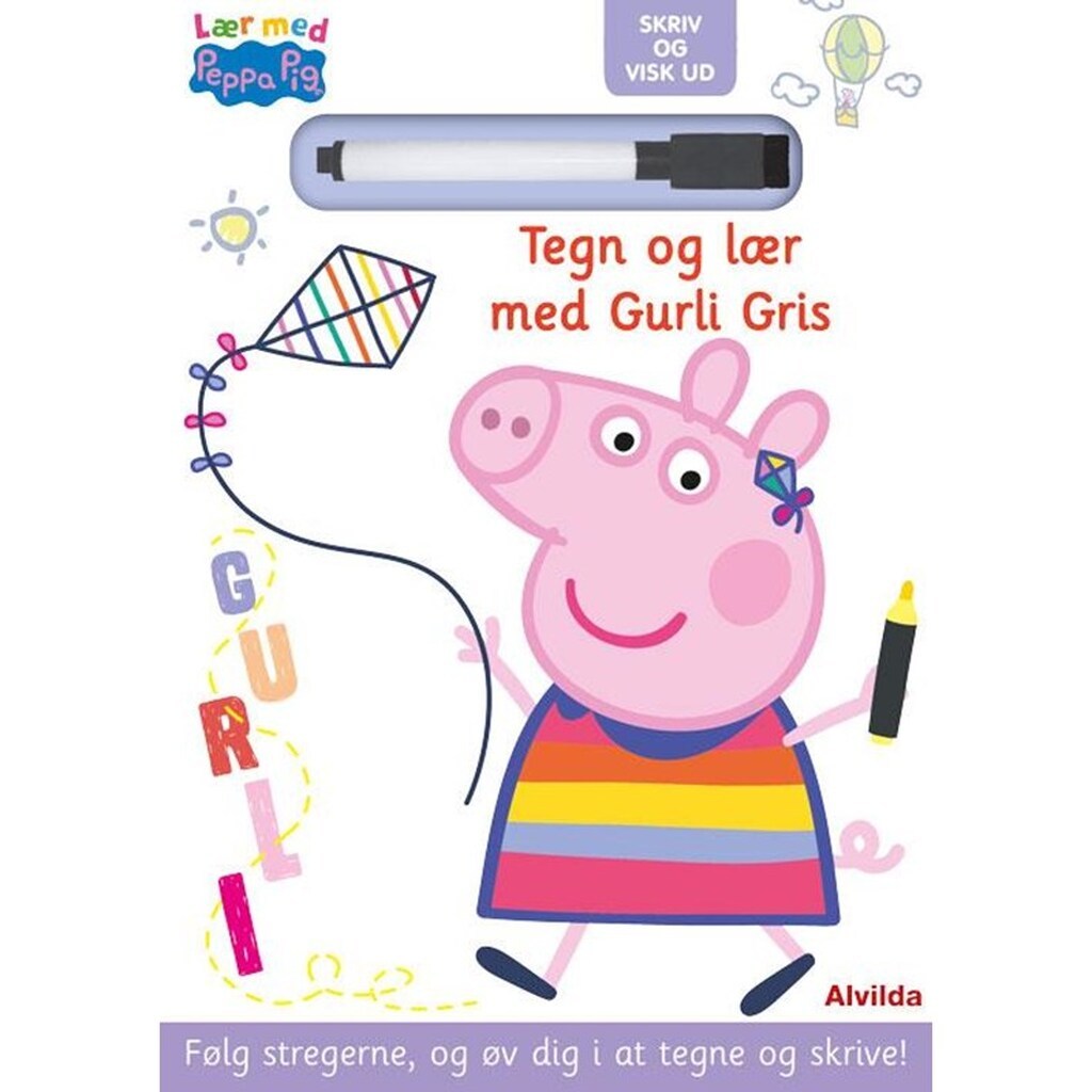 Peppa Pig - Lær med Gurli Gris - Skriv og visk ud - Børnebog - Pocketbog