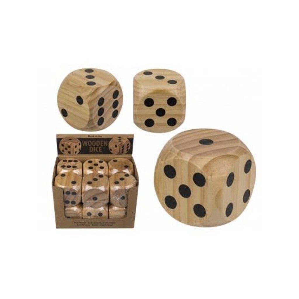 OUT OF THE BLUE Terning, kæmpe. Træ. 6*6cm.