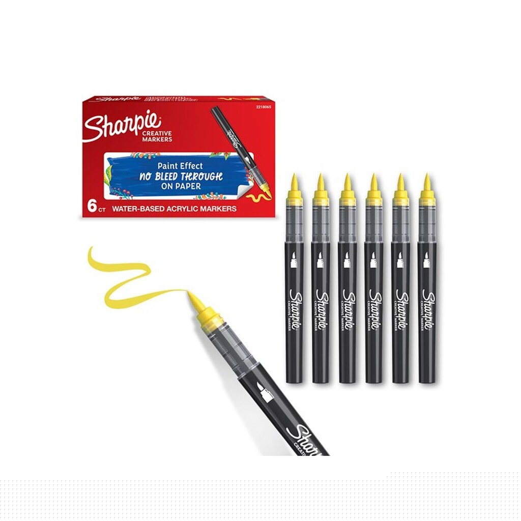Sharpie Creative Akryl Paint Marker  | Penselspids | Gul | 6 stk