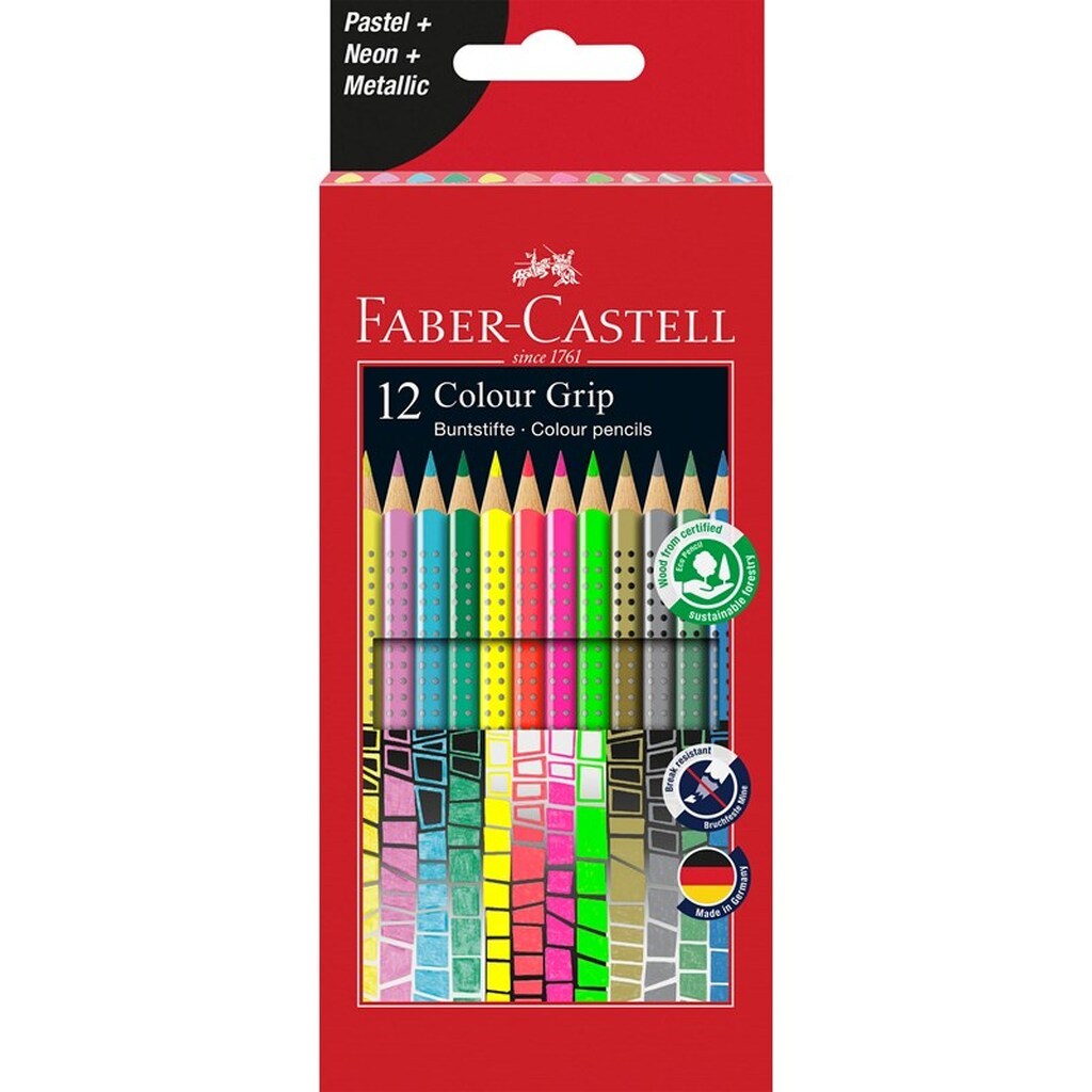 Faber-Castell Grip 2001 Pastel+Neon+Metallic 12 ass