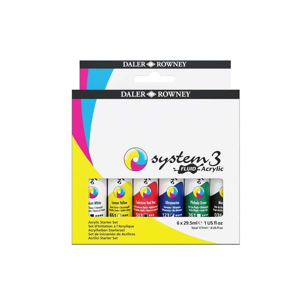 Daler-Rowney System3 Fluid Acrylic Starter Set 6x29.5 ml