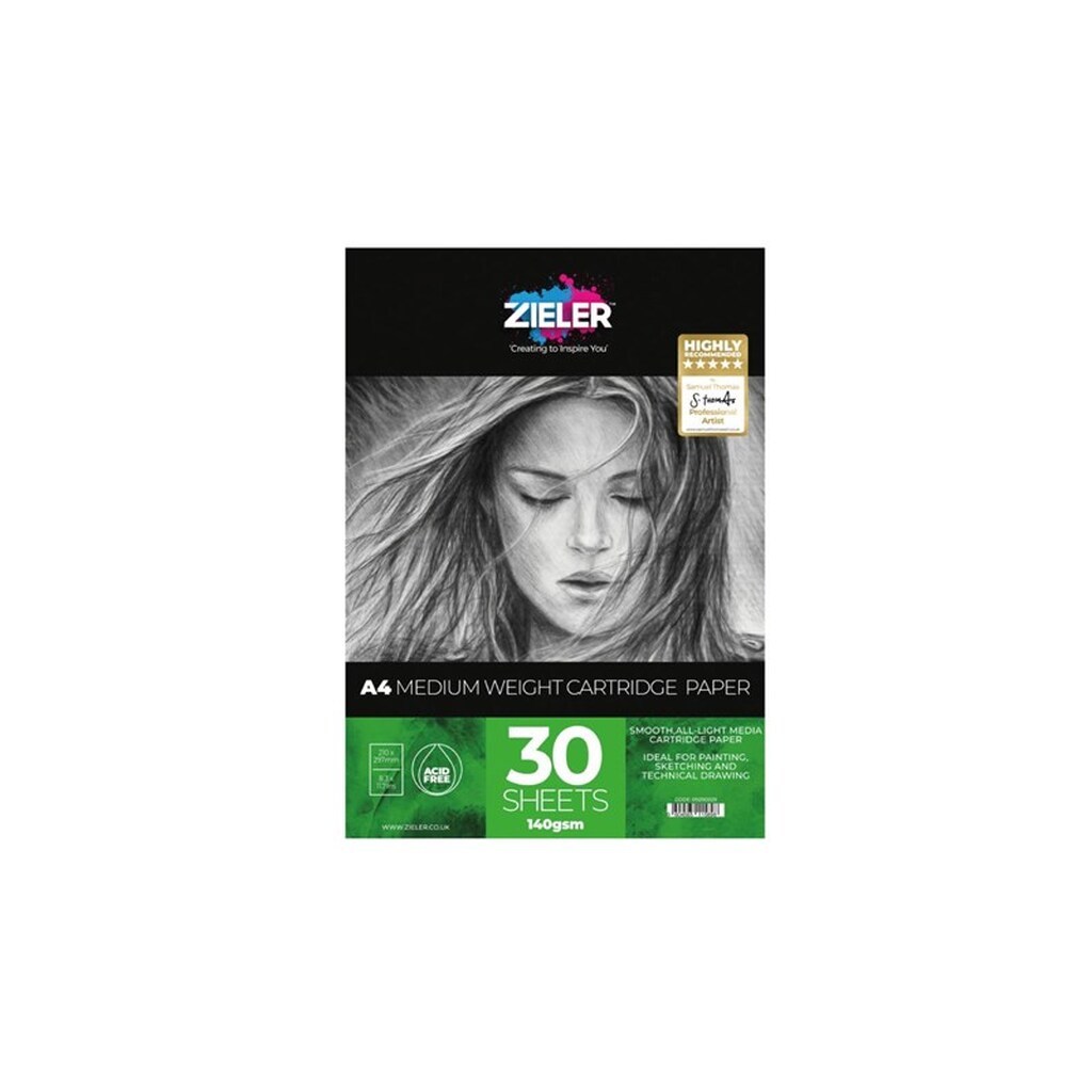 Zieler Skitse-maleblok A4 30 ark 140g.