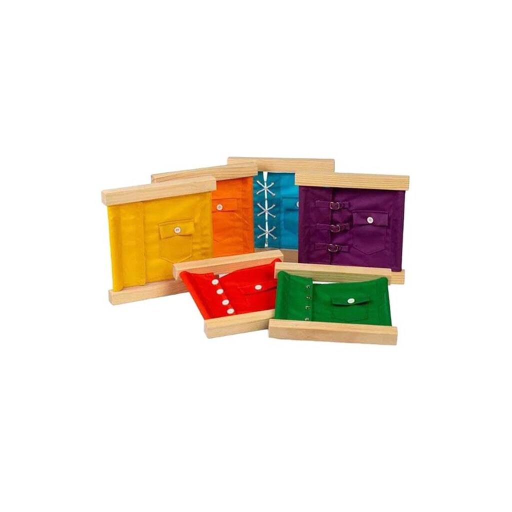 Bigjigs Wooden Clasp and Button Frames 6pcs.