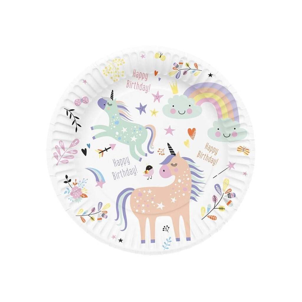 Folat BV Plates Unicorns &amp; Rainbows 8pcs.