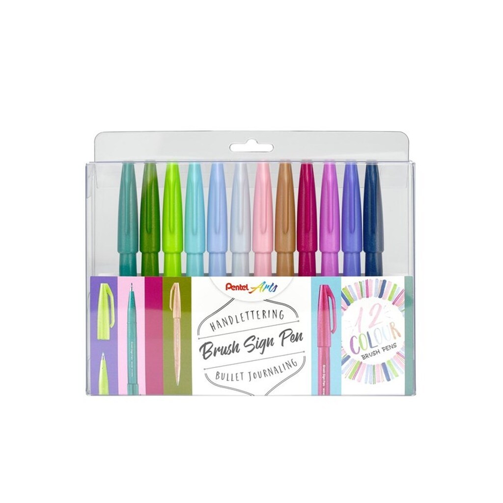 Pentel SES15C-12 Brush Sign Pen sæt NEW