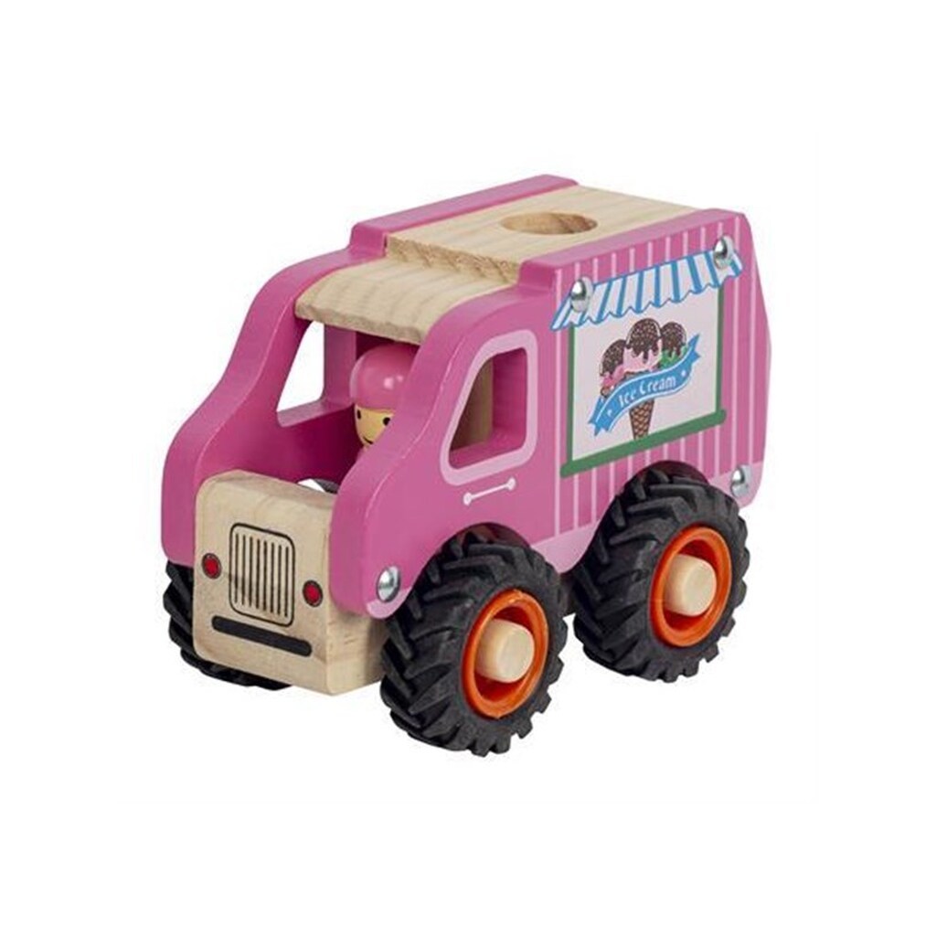 Magni Wooden ice cream truck with rubber wheels