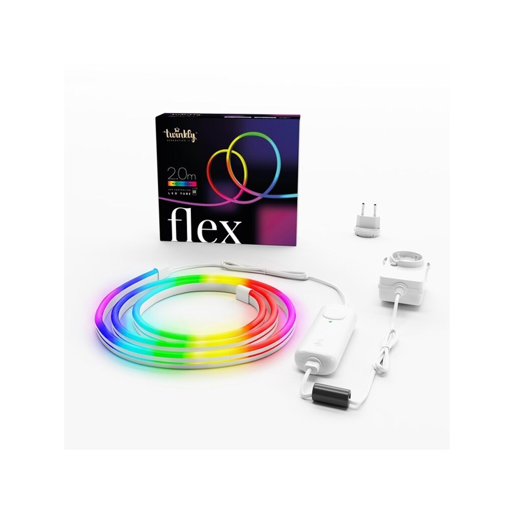 Twinkly Flex - App-controlled RGB LED neon tube. 2 Meters. White Wire.