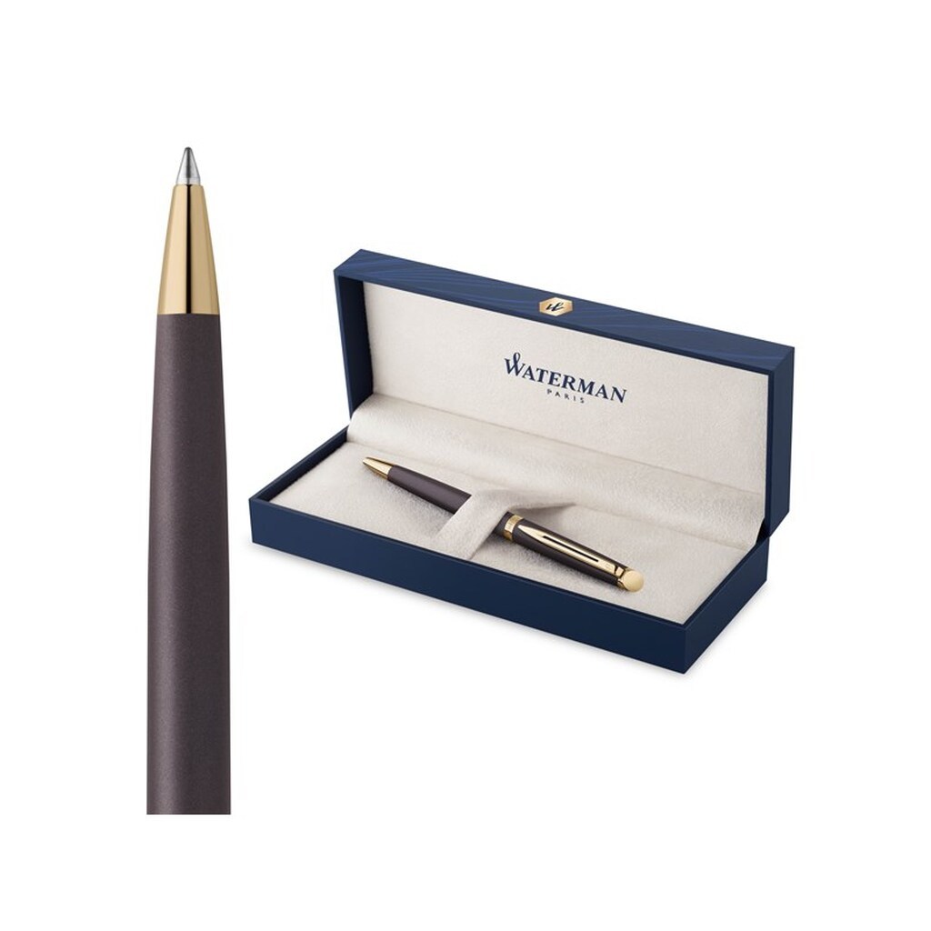 Waterman Hémisphère Kuglepen | Lava Black (The Understated Edit Collection) | Medium Spids med Blåt Blæk | Gaveæske