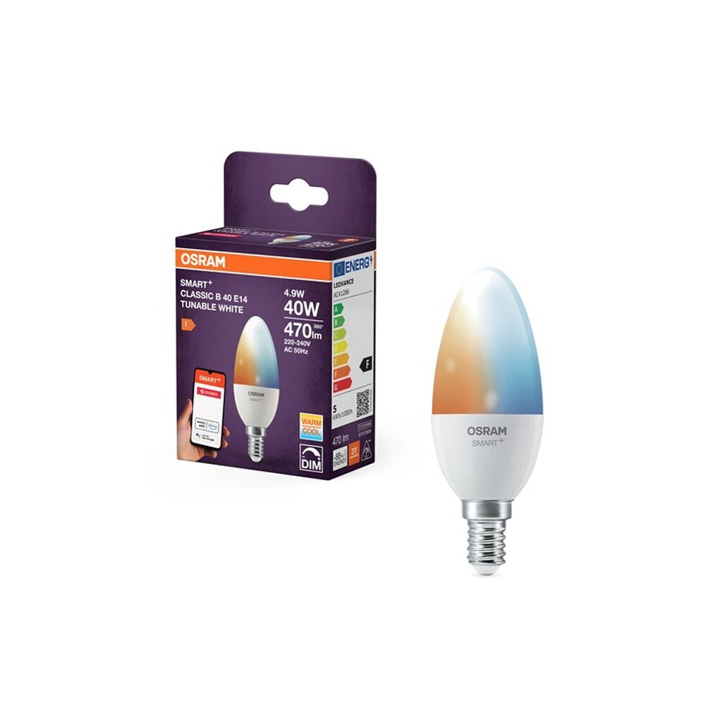 Osram SMART+ kerte 470lm 4,9W/827-865 (40W) mat E14 Zigbee